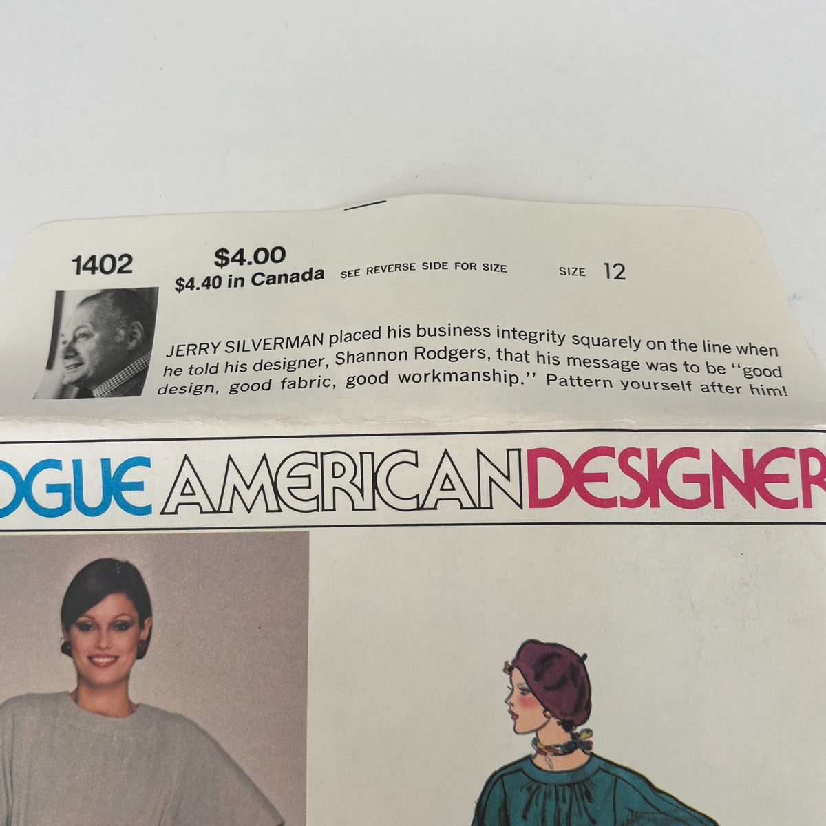 Vogue Sewing Pattern 1402 American Designer Jerry Silverman 1970s Dress Top Pants 12 Uncut