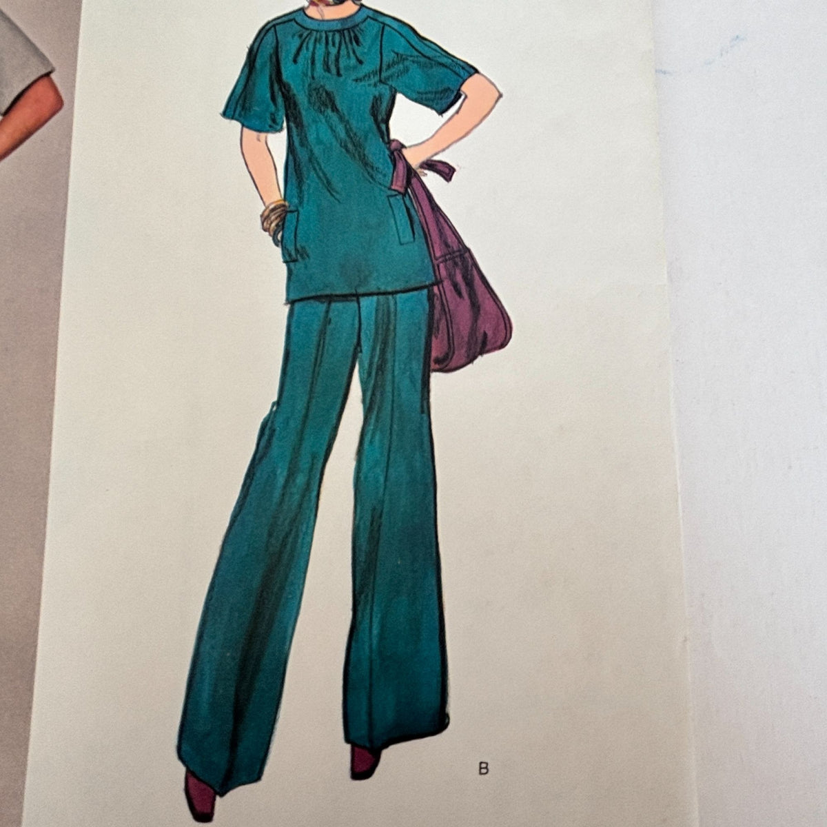 Vogue Sewing Pattern 1402 American Designer Jerry Silverman 1970s Dress Top Pants 12 Uncut