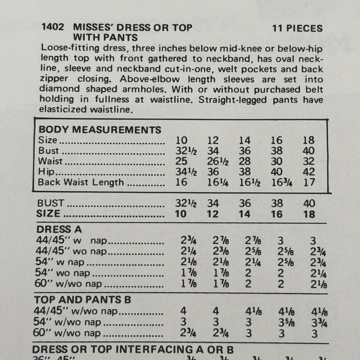 Vogue Sewing Pattern 1402 American Designer Jerry Silverman 1970s Dress Top Pants 12 Uncut