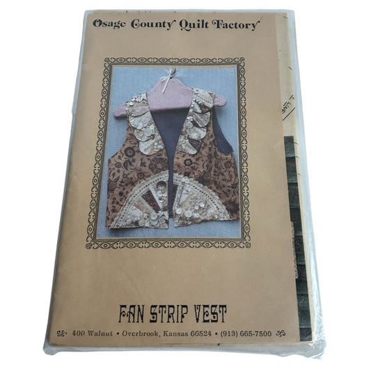 Osage County Quilt Factory Sewing Pattern Fan Strip Vest Fall S M L Uncut Scraps
