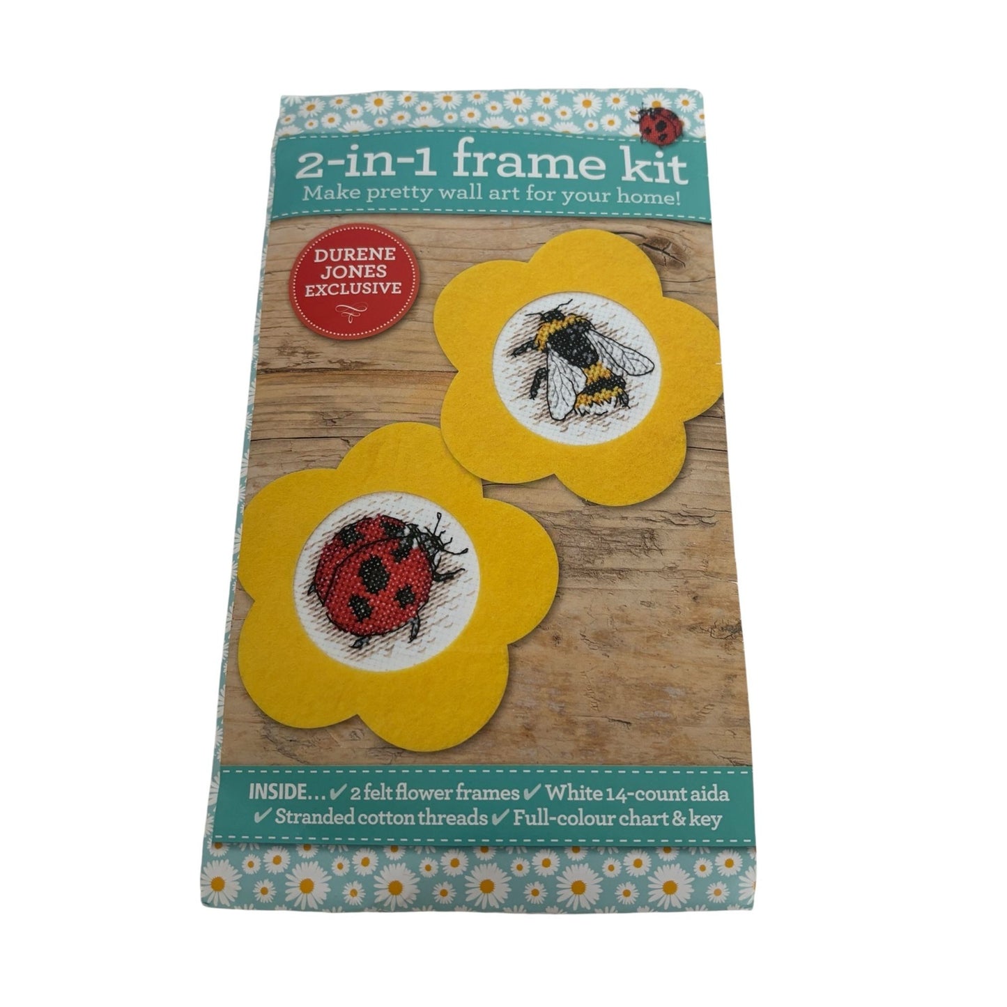 World of Cross Stitching Cross Stitch Frame Kit 2-in-1 Lady Bug Bee Wall Art