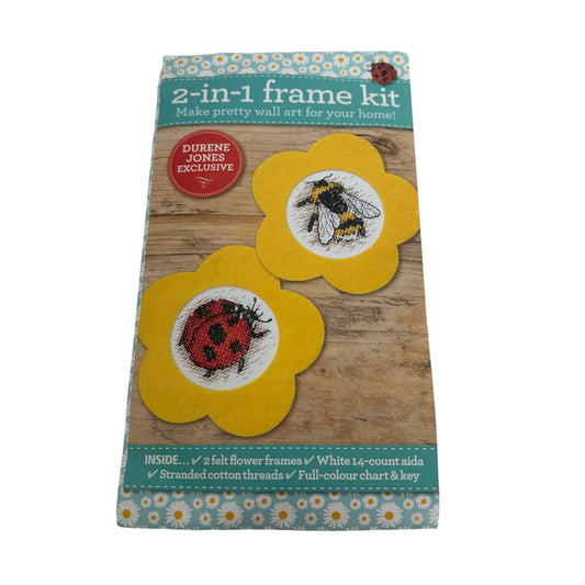 World of Cross Stitching Cross Stitch Frame Kit 2-in-1 Lady Bug Bee Wall Art