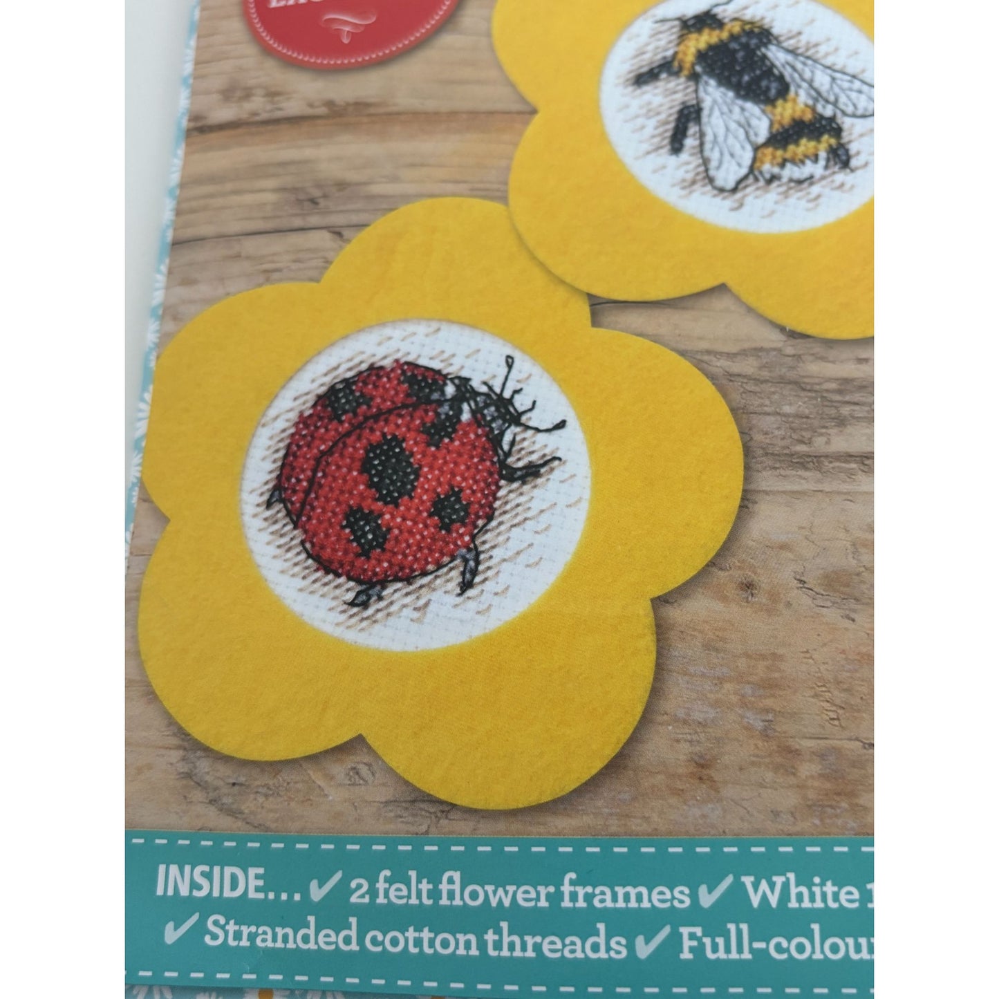 World of Cross Stitching Cross Stitch Frame Kit 2-in-1 Lady Bug Bee Wall Art