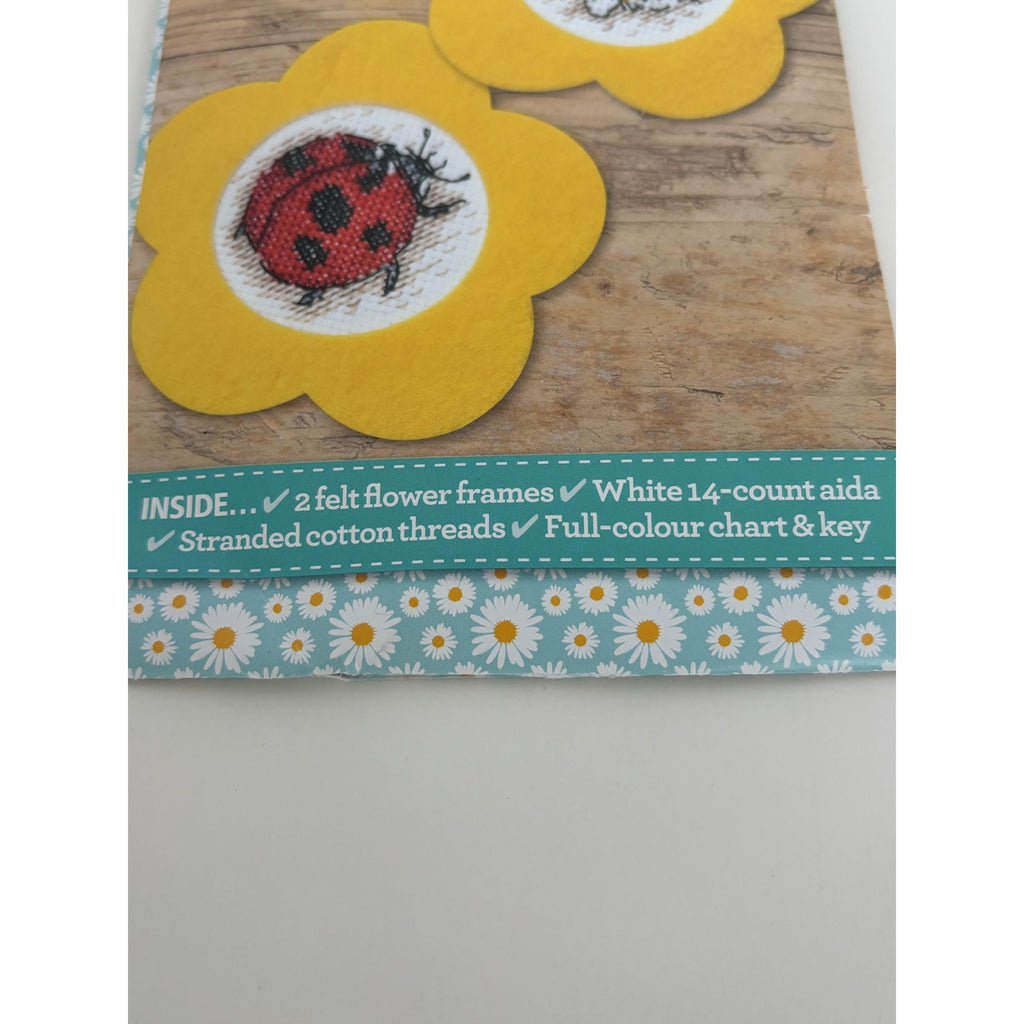 World of Cross Stitching Cross Stitch Frame Kit 2-in-1 Lady Bug Bee Wall Art