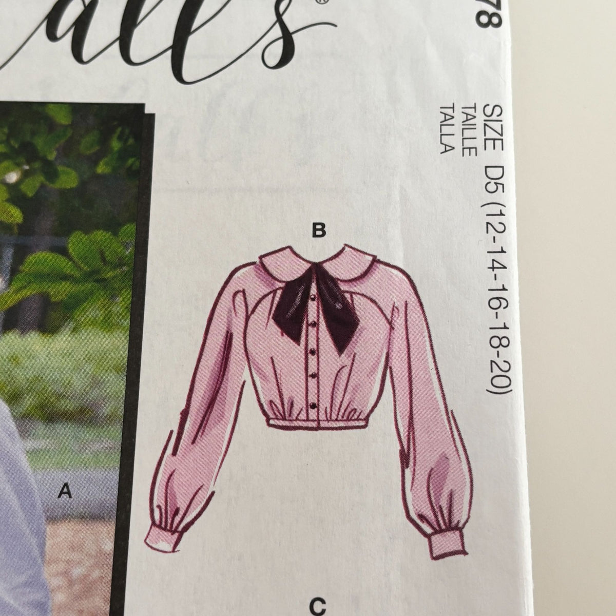 McCalls Sewing Pattern M8078 Angela Clayton Historical Blouses Edwardian 12-20 Uncut