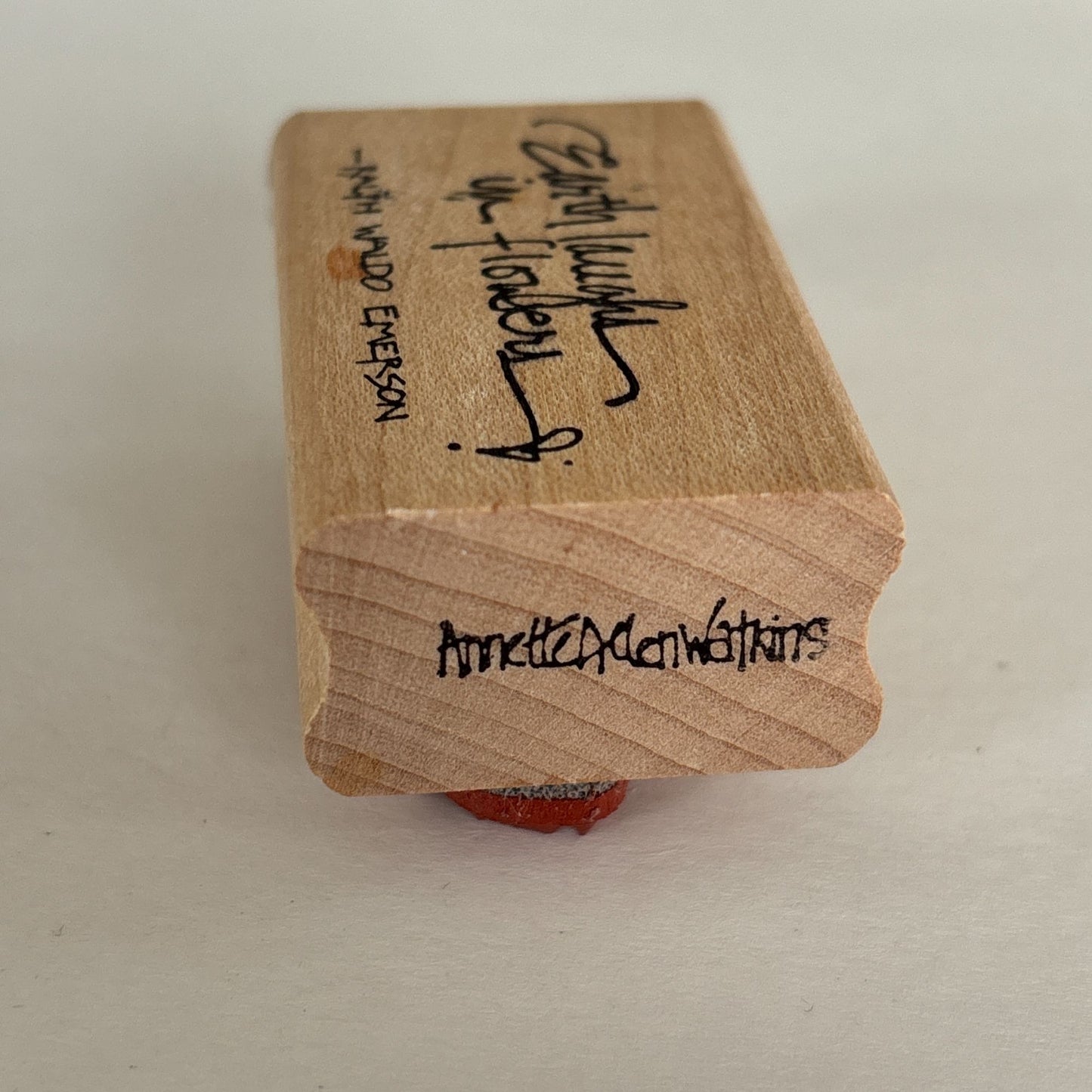 Annette Watkins Rubber Stamp Earth Laughs In Flowers Emerson Quote Words Garden Gardening Nature