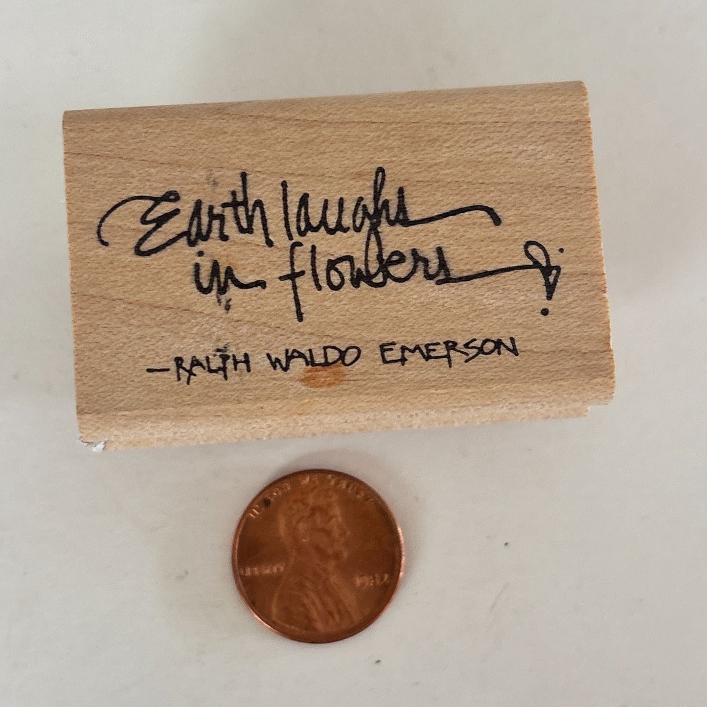 Annette Watkins Rubber Stamp Earth Laughs In Flowers Emerson Quote Words Garden Gardening Nature