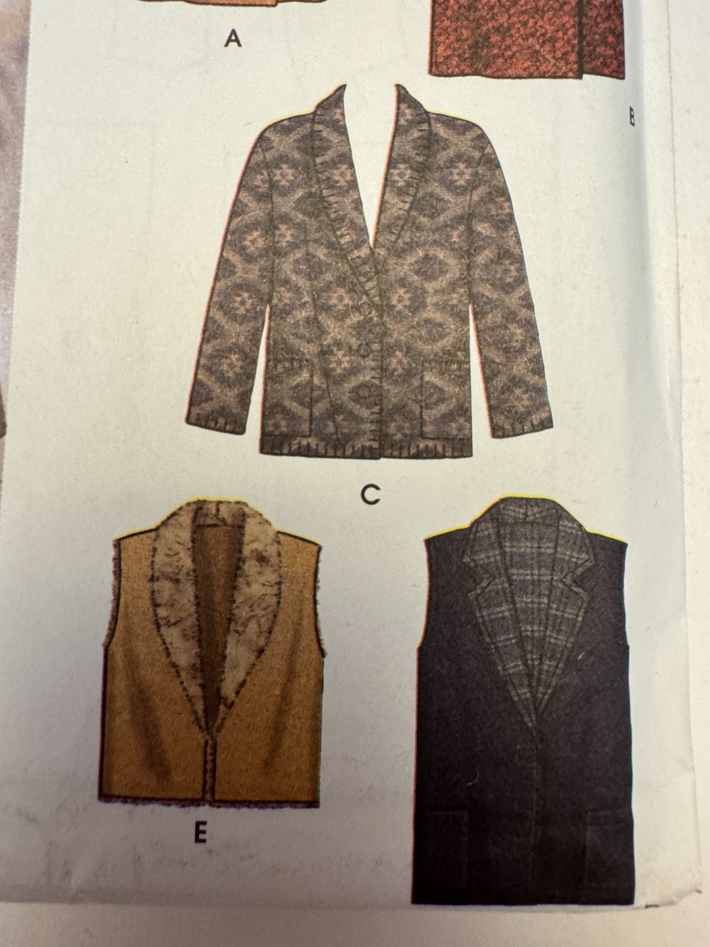 Simplicity Sewing Pattern 5855 Misses Coat Jacket Vest Winter Easy 14-24 M L XL