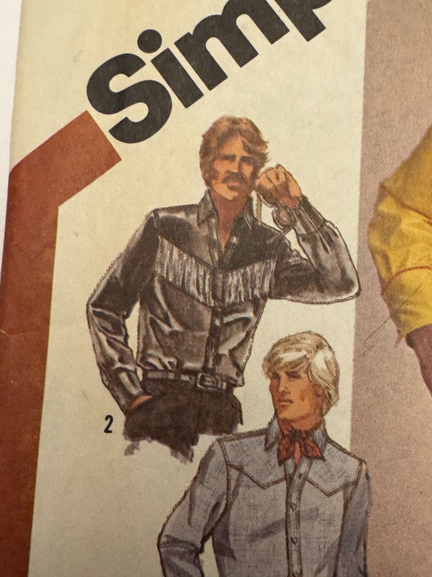 Simplicity Sewing Pattern 9886 Western Shirt Scarf Tie 1980 80s Mens Size 44 UC