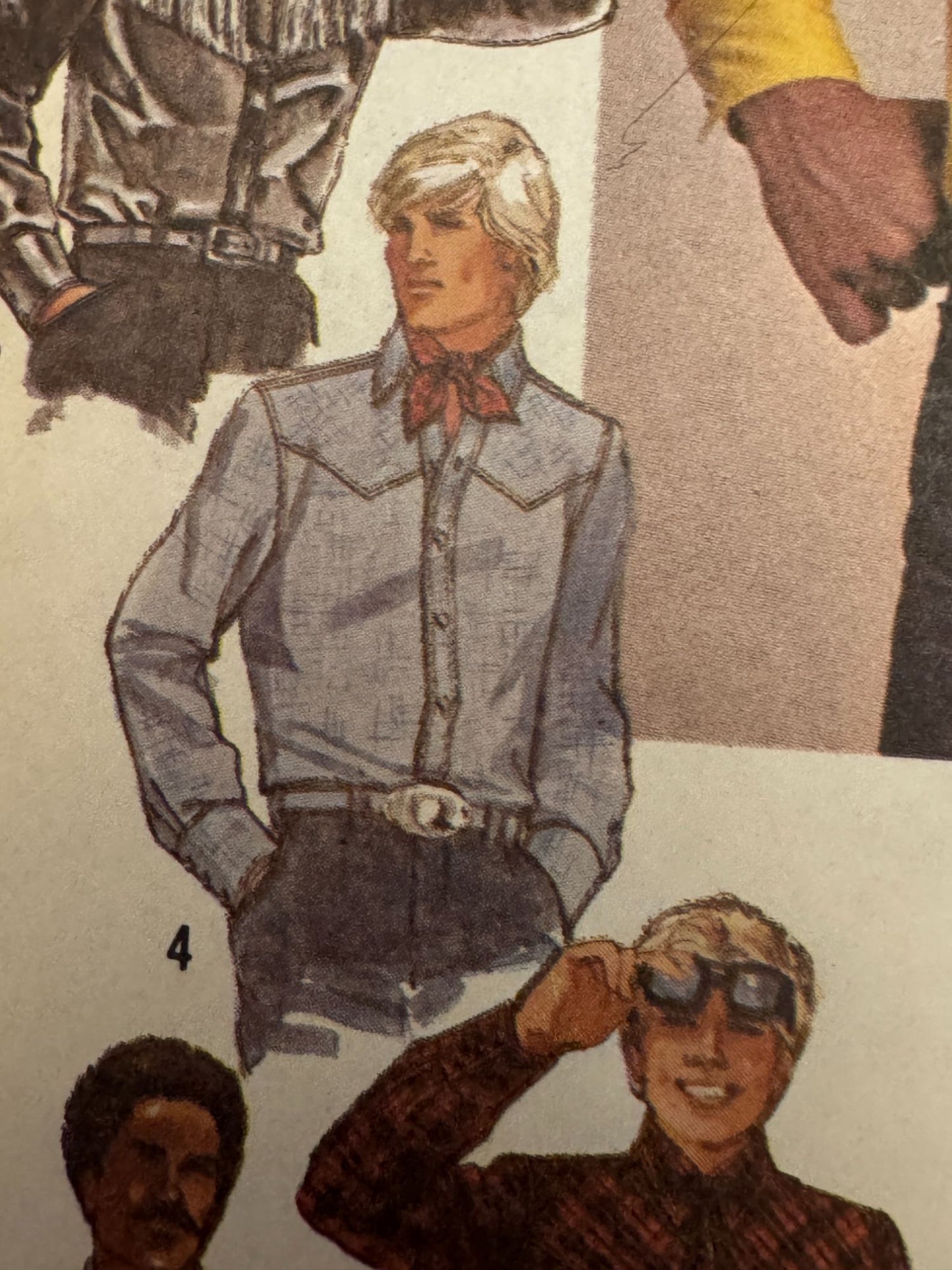 Simplicity Sewing Pattern 9886 Western Shirt Scarf Tie 1980 80s Mens Size 44 UC