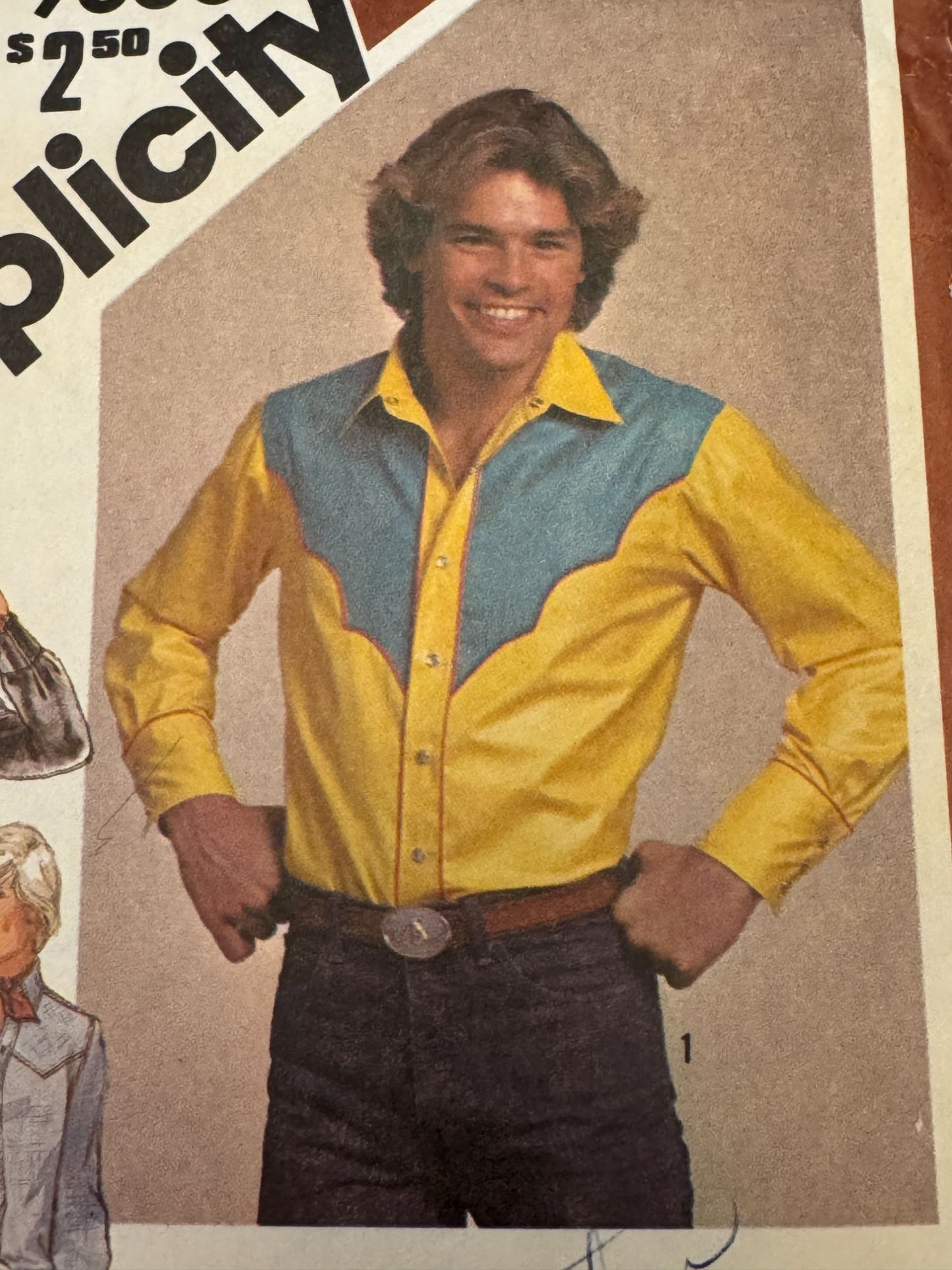 Simplicity Sewing Pattern 9886 Western Shirt Scarf Tie 1980 80s Mens Size 44 UC