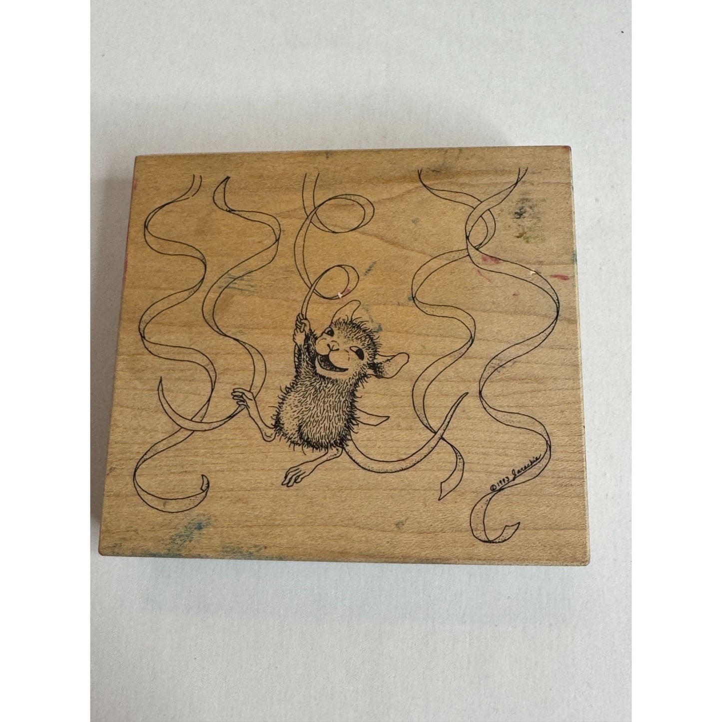 House Mouse Wood Rubber Stamp Party Ribbons Confetti Birthday Card Making Animal