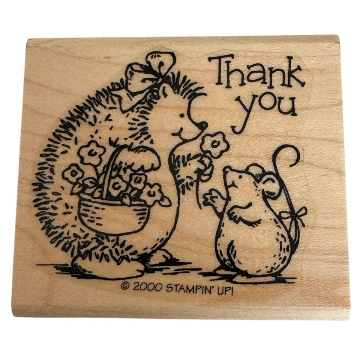 Stampin Up Rubber Stamp Hedgehog Mouse Thank You Card Making Words Sentiment