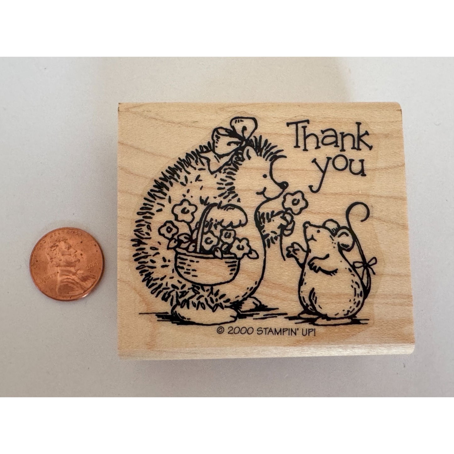 Stampin Up Rubber Stamp Hedgehog Mouse Thank You Card Making Words Sentiment