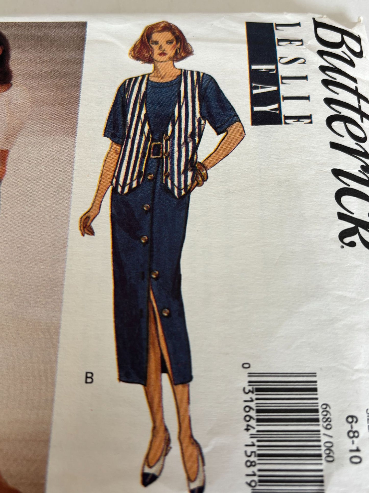 Butterick Sewing Pattern 6689 Midi Dress and Vest 90s Minimalist Vintage 6-10 Uncut