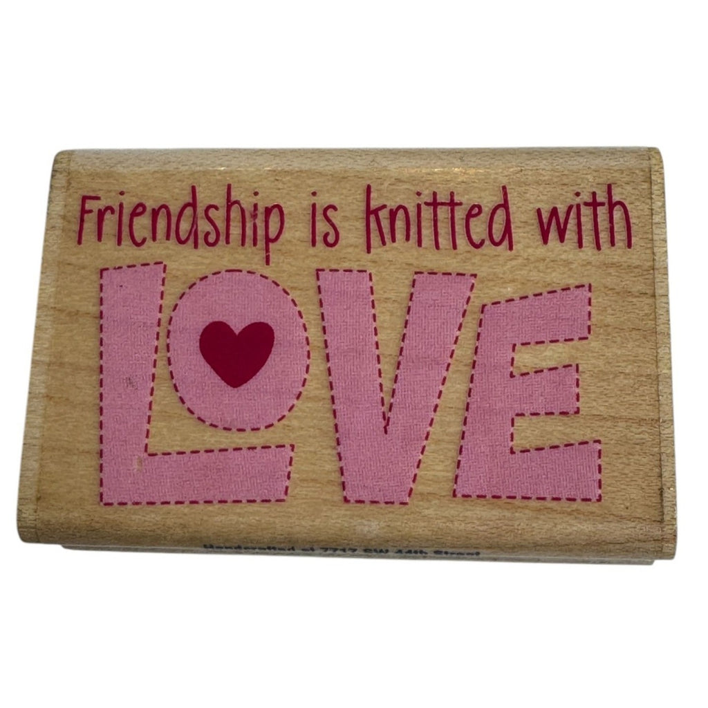 Stampabilities Wood Rubber Stamp Friendship Is Knitted With Love Knitting Hobby
