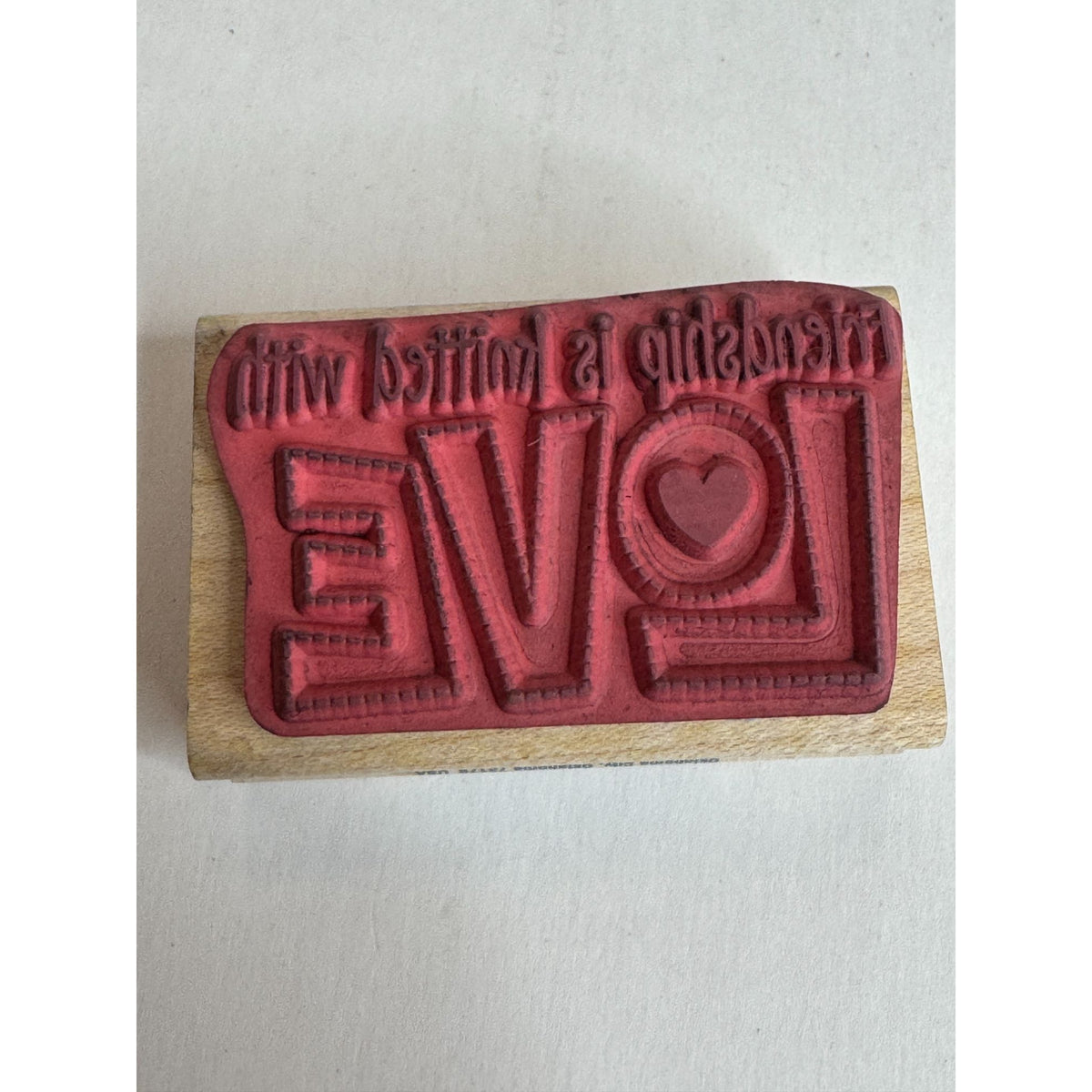 Stampabilities Wood Rubber Stamp Friendship Is Knitted With Love Knitting Hobby