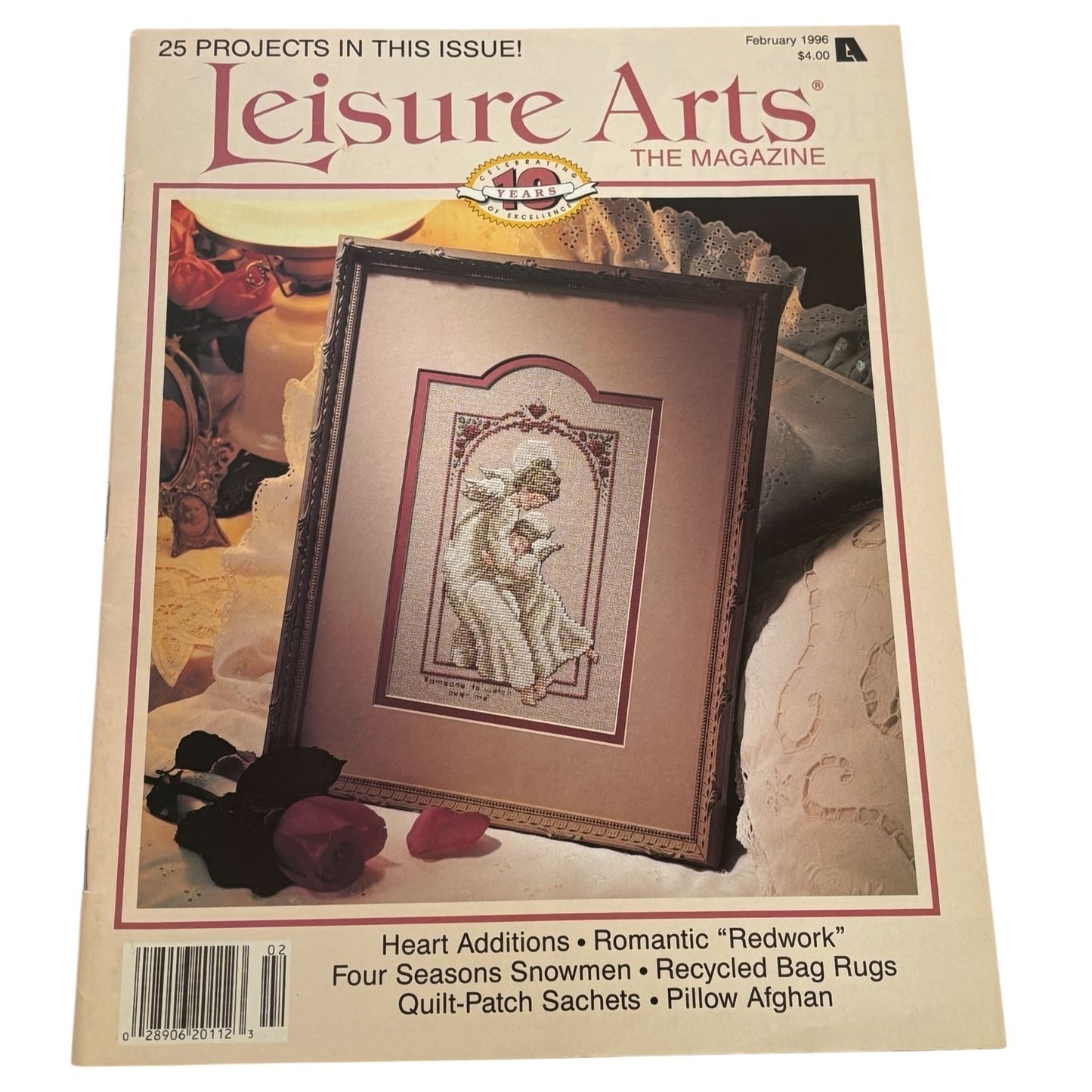 Leisure Arts Magazine February 1996 Recycle Bag Rugs Craft Cross Stitch Mother