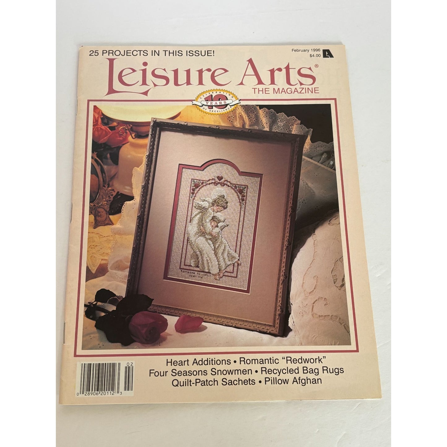 Leisure Arts Magazine February 1996 Recycle Bag Rugs Craft Cross Stitch Mother