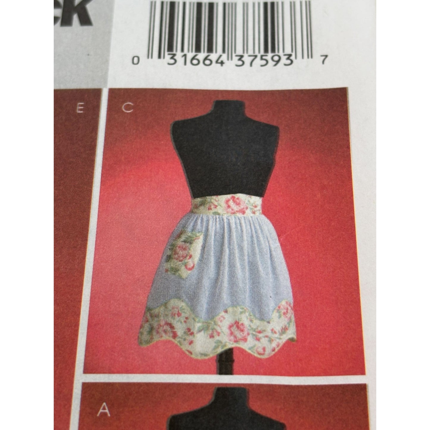 Butterick Sewing Pattern B4087 Apron Ruffled 1950s Vintage Style Easy Uncut Easy