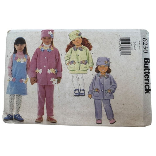 Butterick Sewing Pattern 6230 Girls Flower-Accented Jacket Dress Jumper 2-5 UC