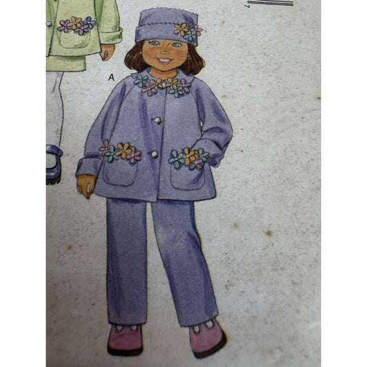 Butterick Sewing Pattern 6230 Girls Flower-Accented Jacket Dress Jumper 2-5 UC