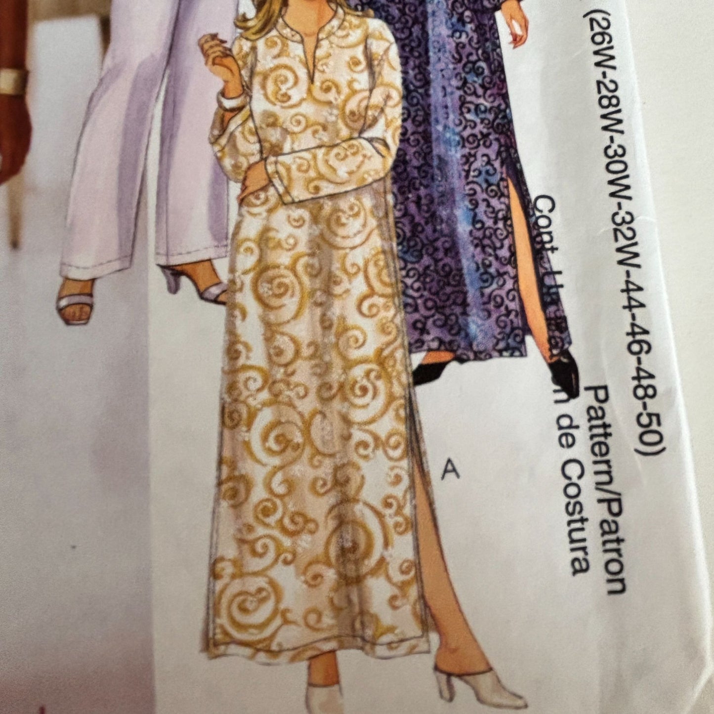 McCalls Sewing Pattern 2525 Womens Caftan Pants 26W-32W Loungewear Set Uncut Plus Size 1990s