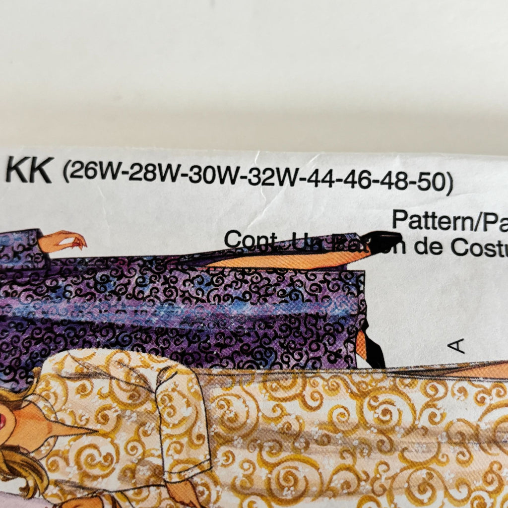 McCalls Sewing Pattern 2525 Womens Caftan Pants 26W-32W Loungewear Set Uncut Plus Size 1990s