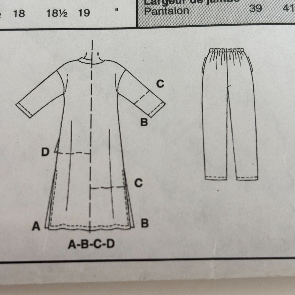 McCalls Sewing Pattern 2525 Womens Caftan Pants 26W-32W Loungewear Set Uncut Plus Size 1990s