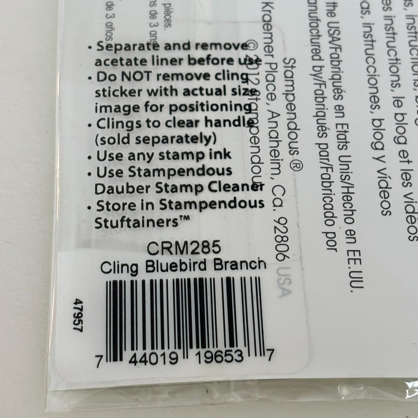 Stampendous Cling Stamp Bluebird Branch Nature Birds Mothers Day Cardmaking Spring Repositionable Paper Crafting