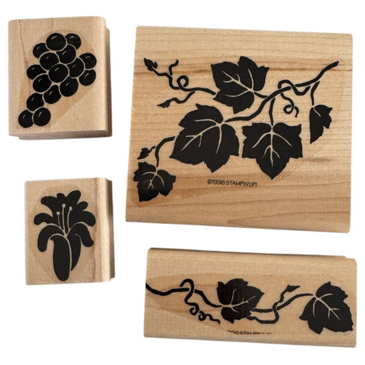 Stampin Up Rubber Stamps Set Definitely Decorative Grapes Wine Making Vineyard