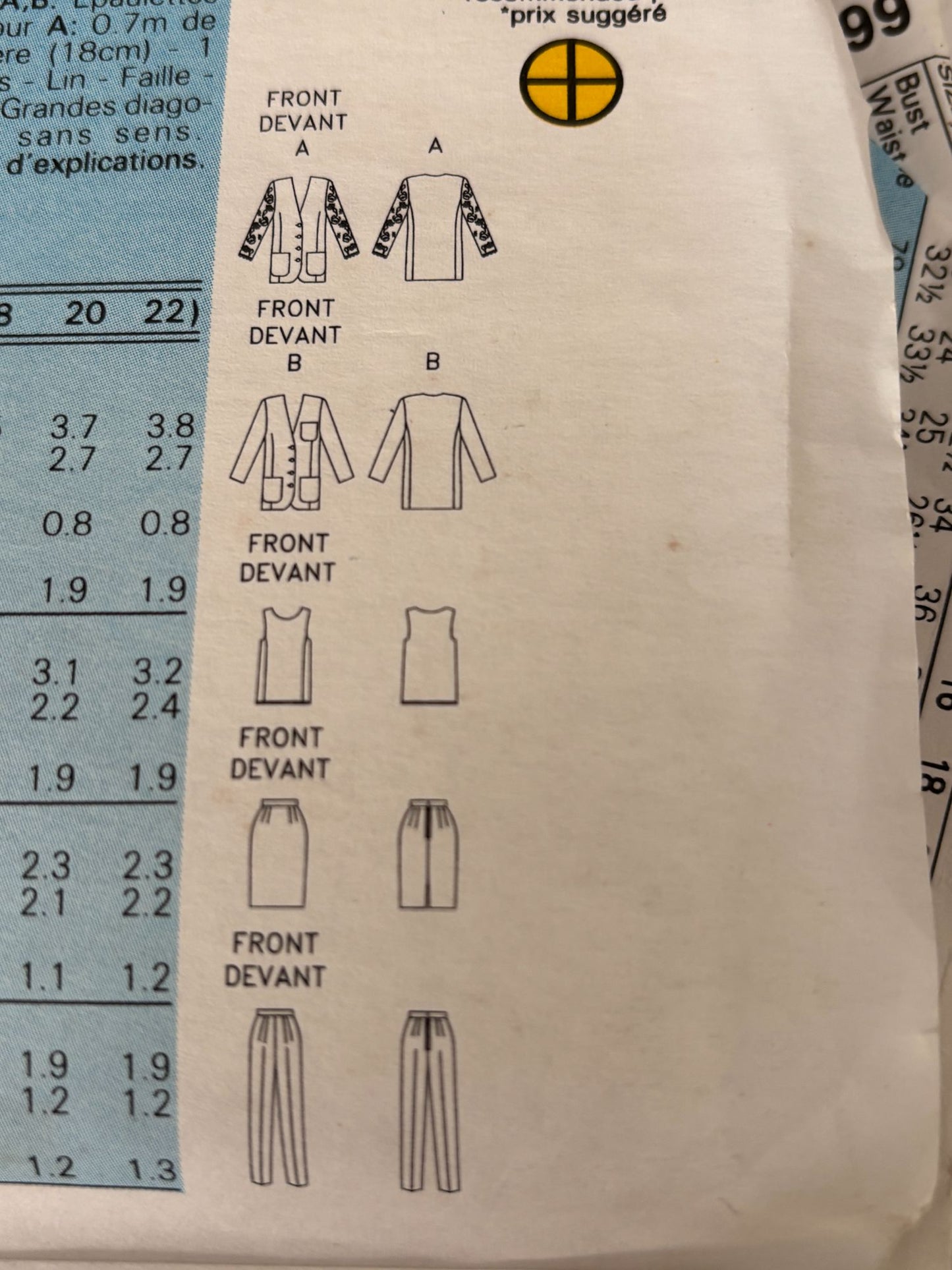 Butterick Sewing Pattern 6648 Jacket Skirt Suit Pants 90s Work Easy Uncut 6 8 10