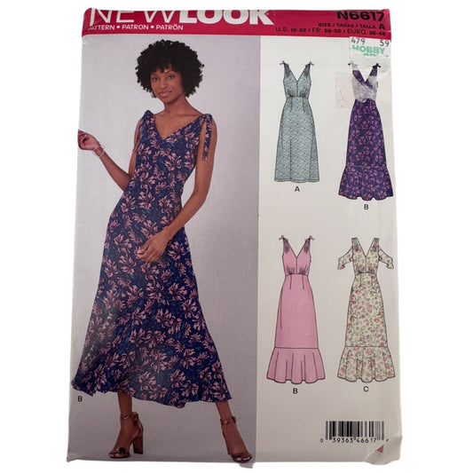 Simplicity Sewing Pattern N6617 Midi Dress Cottagecore Dress Summer Cold Shoulder 10-22 Uncut V-Neck Romantic Dress