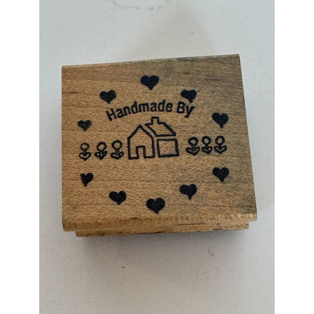 The Stamp Pad Co Rubber Stamp Handmade By with Hearts House Flowers Craft Fair