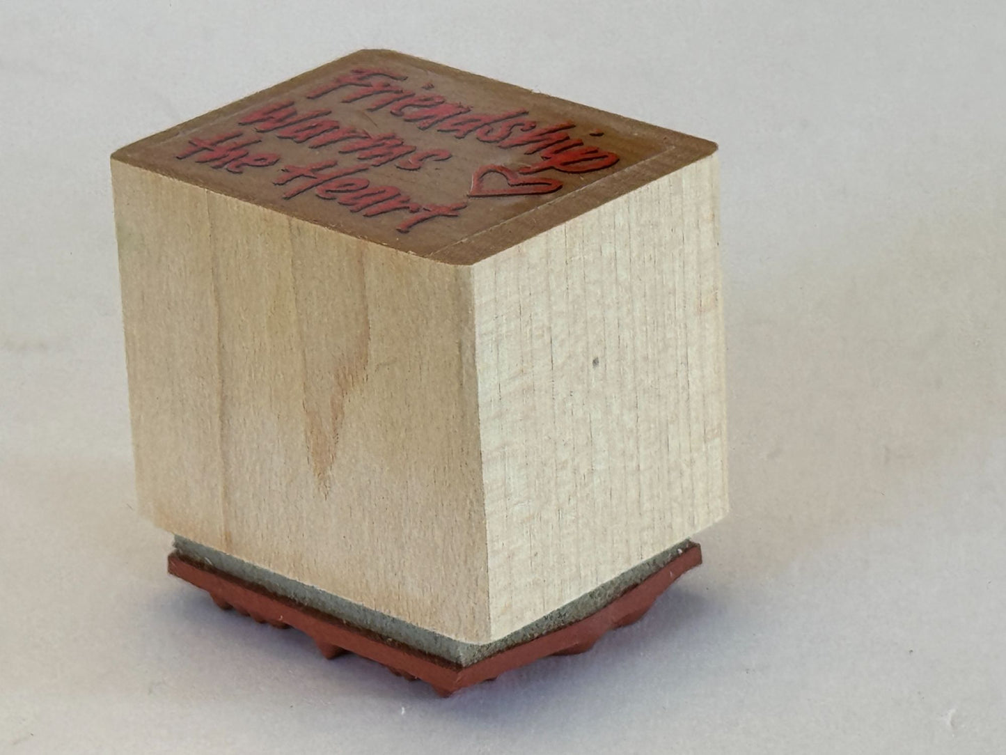 Friendship Warms The Heart Rubber Stamp Card Making Words Sentiment Wood Mounted