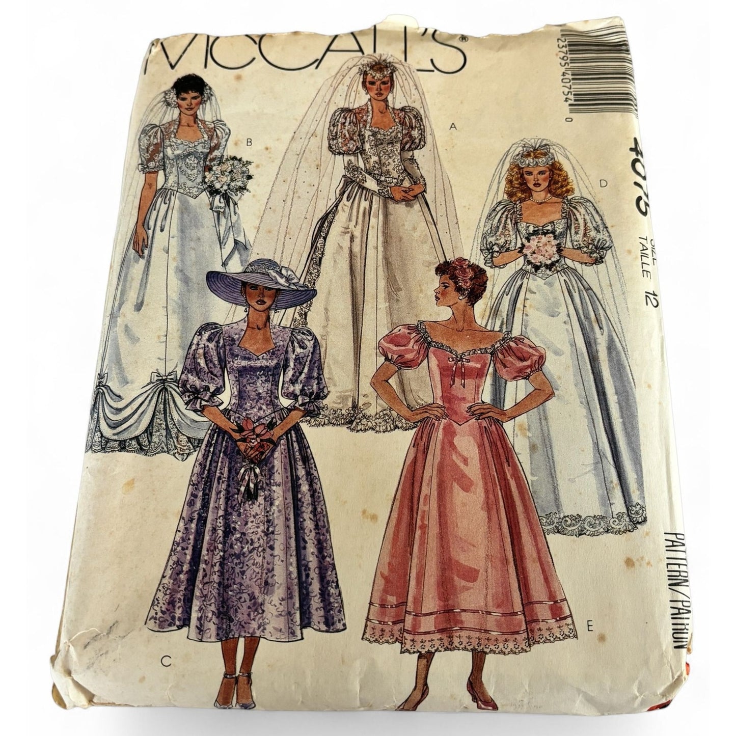 McCalls Sewing Pattern 4075 Bridal Gown Bridesmaid Dress Wedding Romantic 12 UC