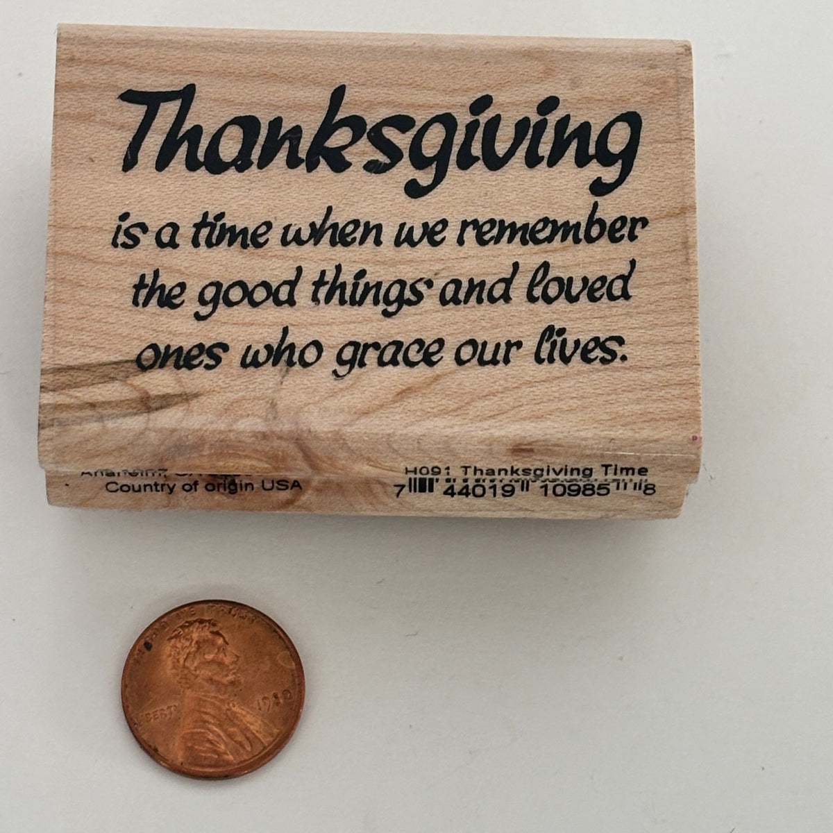 Stampendous Rubber Stamp Thanksgiving Time Family Holiday Cardmaking Sentiment Words Wood Mounted Fall Autumn