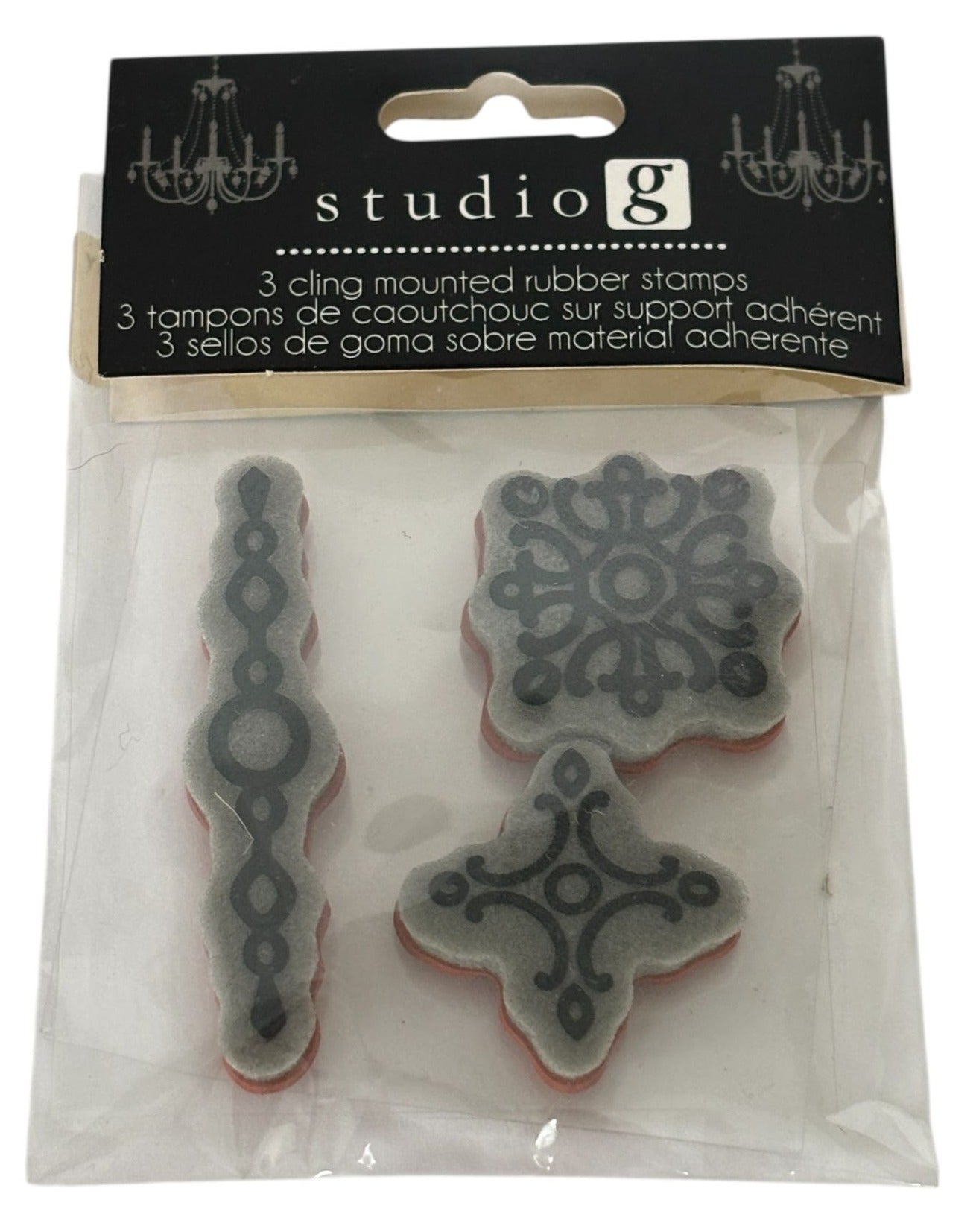 Studio G Set Cling Mounted Rubber Stamps Decorative Motifs Bubbles Card Making 3