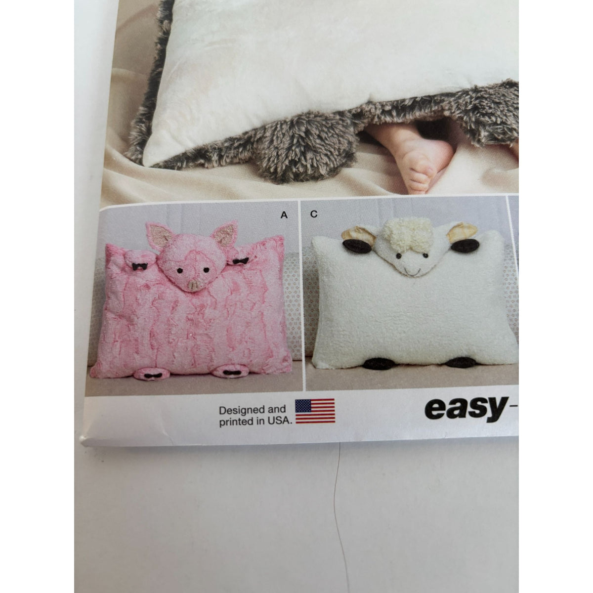 Simplicity Sewing Pattern S9732 Plush Animal Pillow Case Kids Bedroom Decor Easy