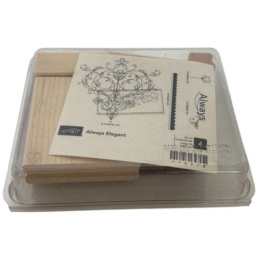 Stampin Up Wood Rubber Stamps Always Elegant Filigree Decoration Border Set of 4