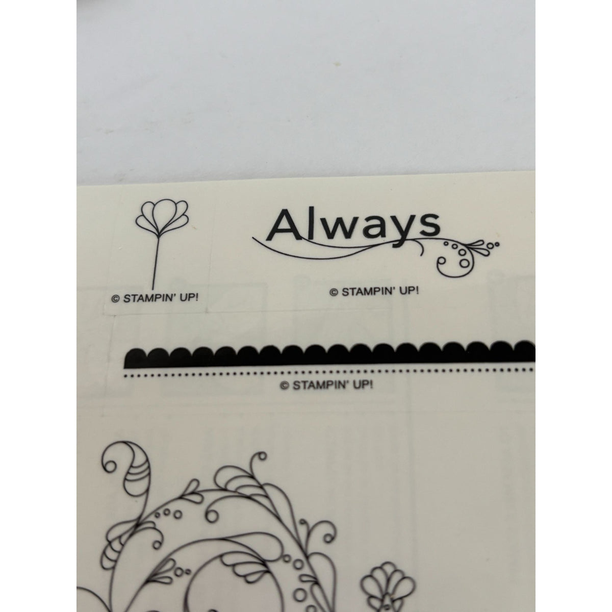 Stampin Up Wood Rubber Stamps Always Elegant Filigree Decoration Border Set of 4