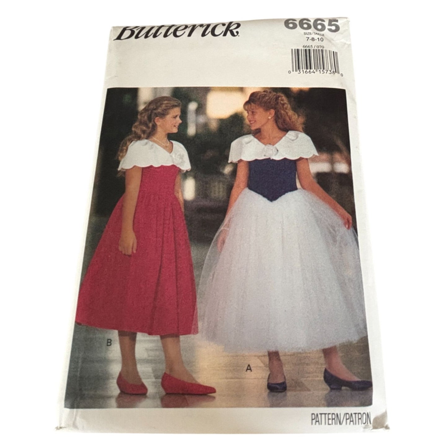 Butterick Sewing Pattern 6665 Girls Dress Tulle 90s Party Easter Spring 7 8 10 Uncut