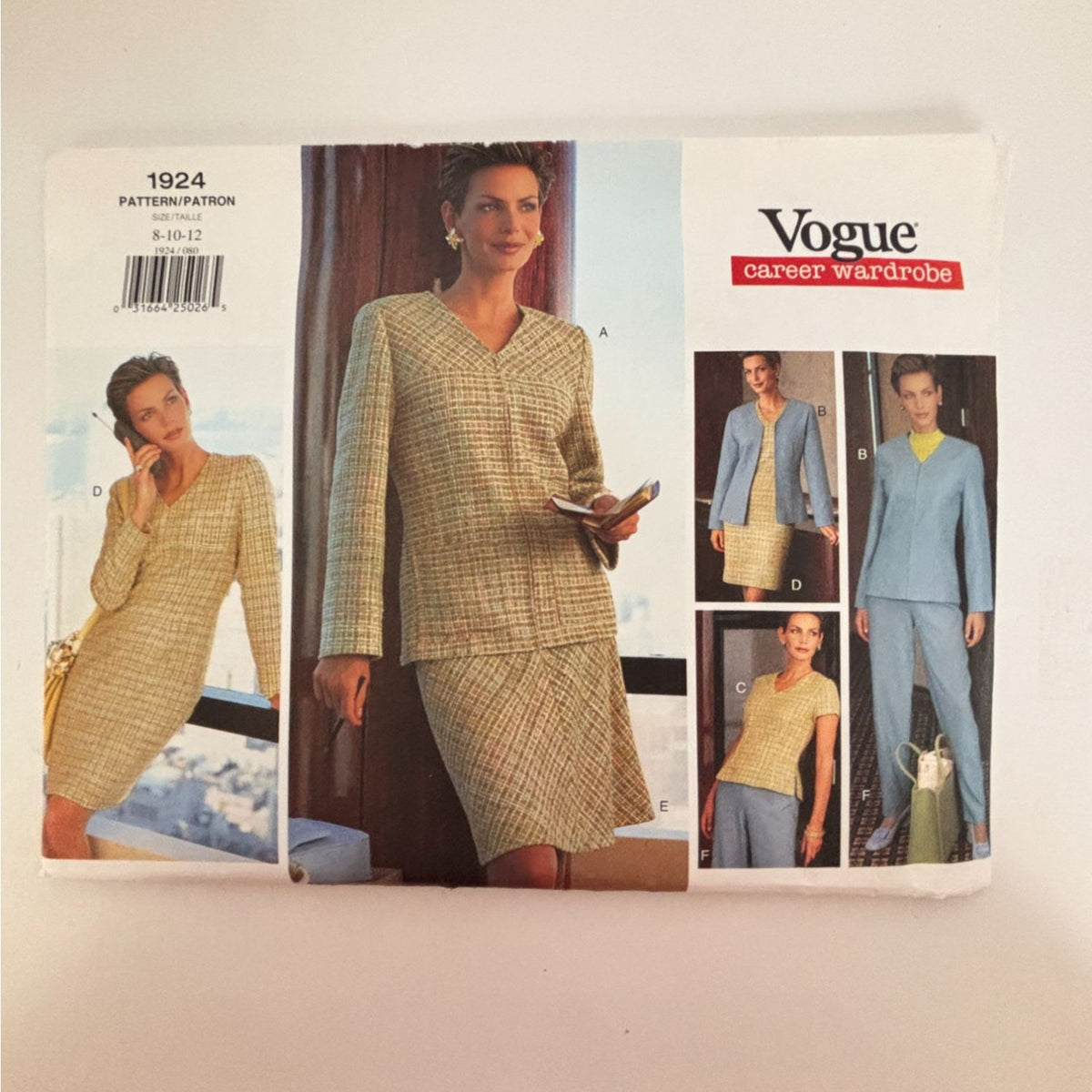 Vogue Sewing Pattern 1924 Career Wardrobe Suit Jacket Dress Skirt Pants 8-12 Uncut Workwear