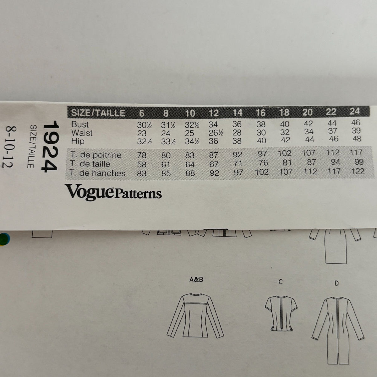 Vogue Sewing Pattern 1924 Career Wardrobe Suit Jacket Dress Skirt Pants 8-12 Uncut Workwear