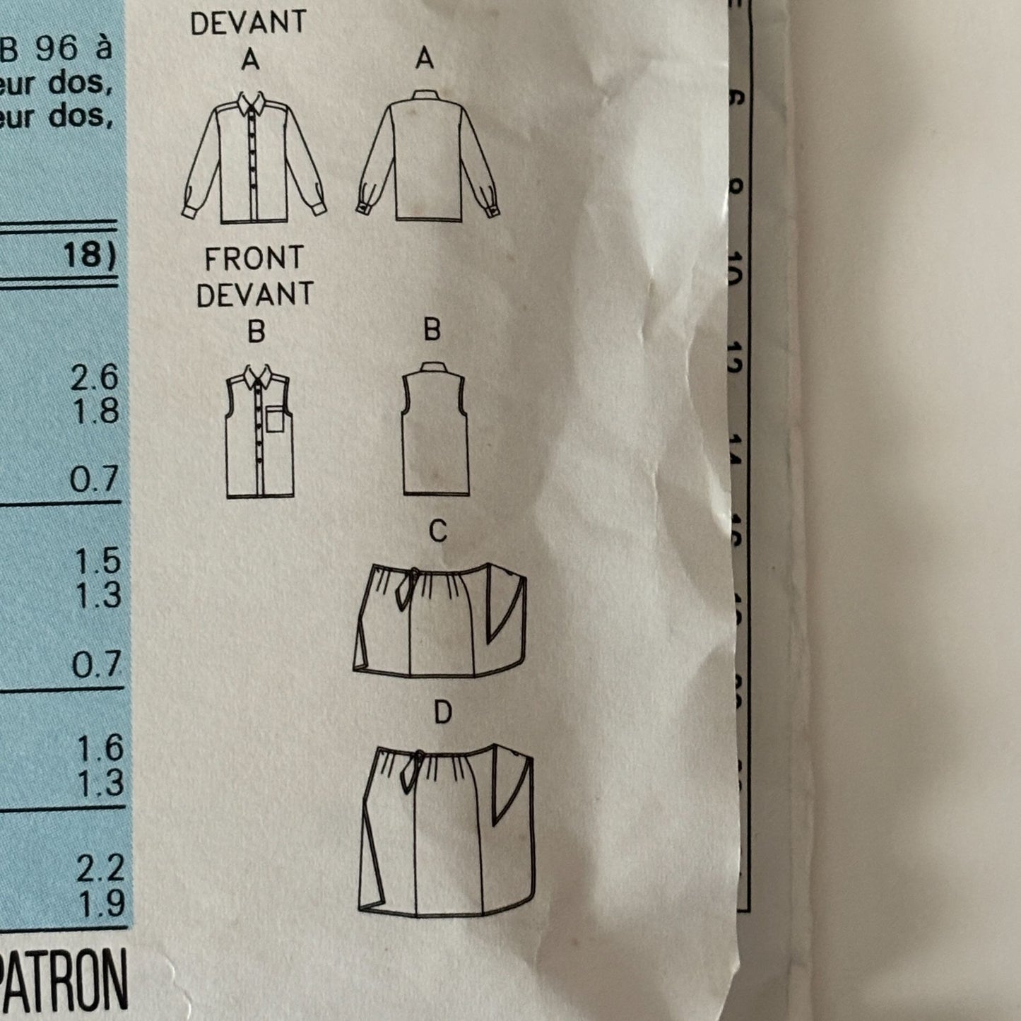 Butterick Sewing Pattern 6707 Top Wrap Skirt 90s Minimalist Office Core 6-12 Uncut Shirt