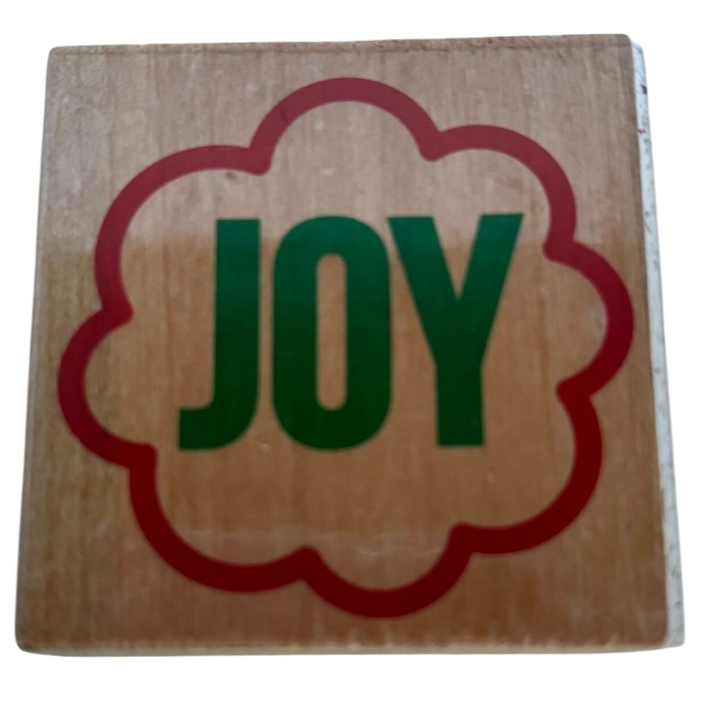 Joy Rubber Stamp Christmas Sentiment Holiday Gift Tag Card Making Seasonal Word Craft