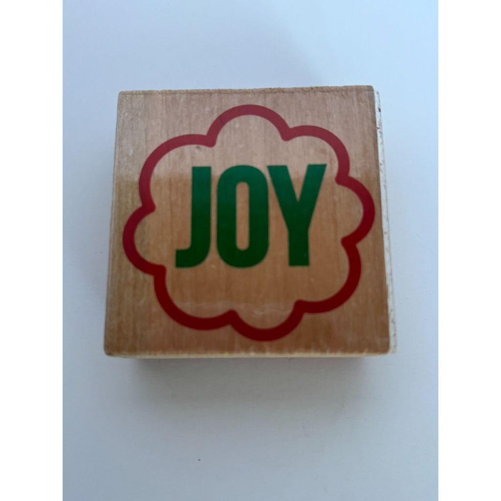 Joy Rubber Stamp Christmas Sentiment Holiday Gift Tag Card Making Seasonal Word Craft