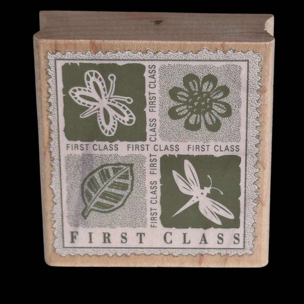 Hero Arts Rubber Stamp First Class Postal Postage Theme Nature Dragonfly Leaf Cardmaking Craft