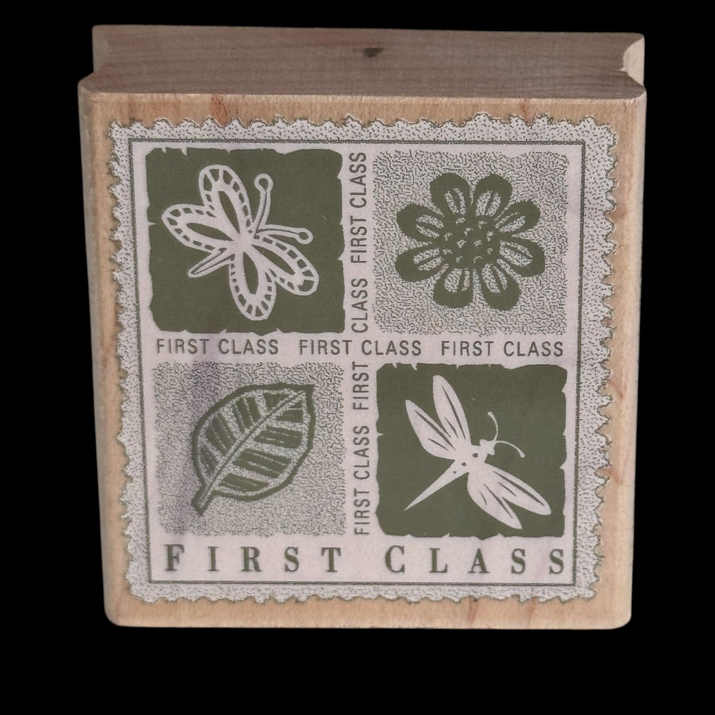 Hero Arts Rubber Stamp First Class Postal Postage Theme Nature Dragonfly Leaf Cardmaking Craft