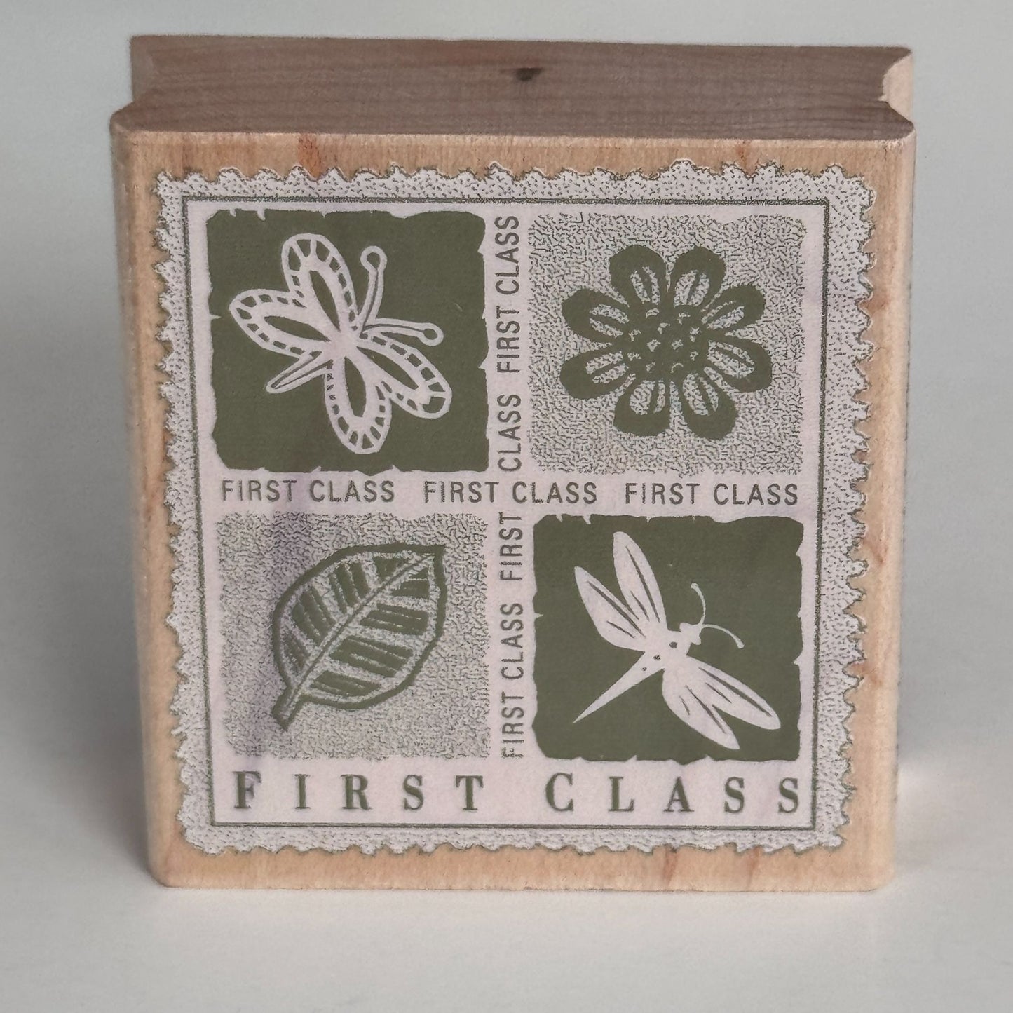Hero Arts Rubber Stamp First Class Postal Postage Theme Nature Dragonfly Leaf Cardmaking Craft